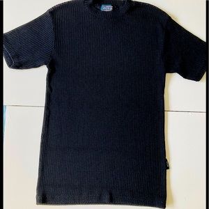 Designer Black Ribbed Knit Round Neck Top Size 3.